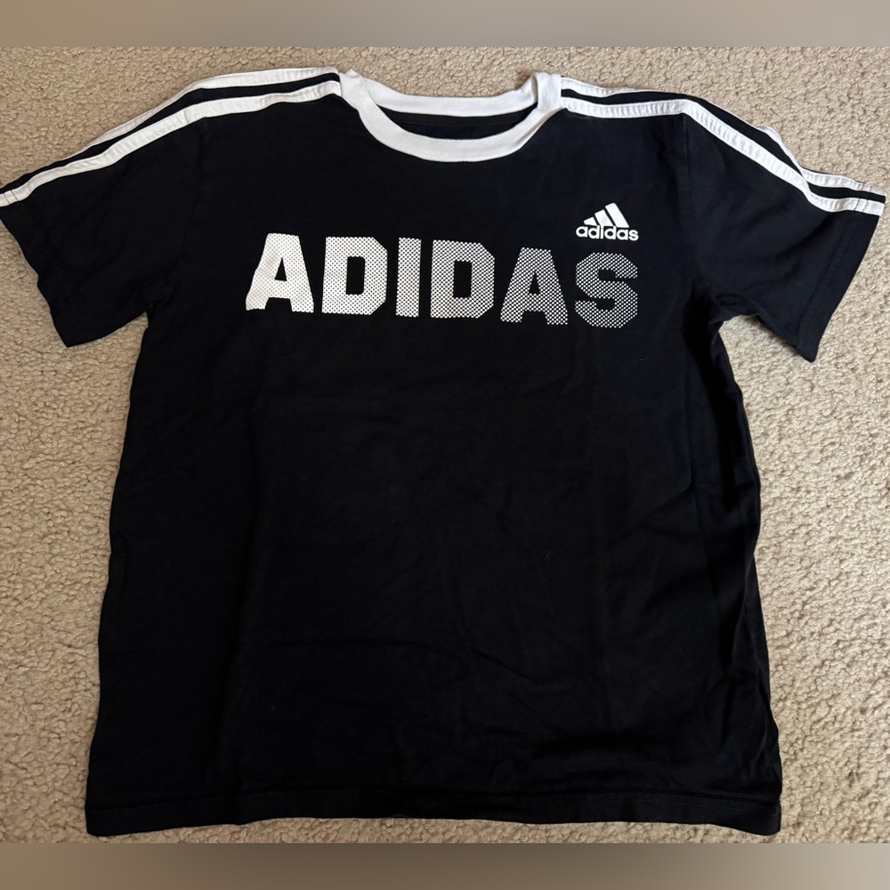 Adidas Kids Black and White Short Sleeve Tee